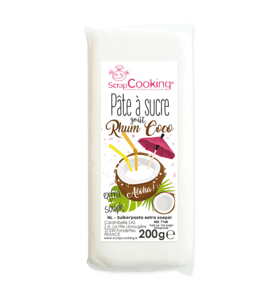 Pâte à sucre aromatisée Rhum coco 200 gr Pâte à sucre aromatisée Rhum coco 200 gr