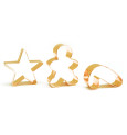 3 Découpoirs dorés Gingerman/candy cane/étoile