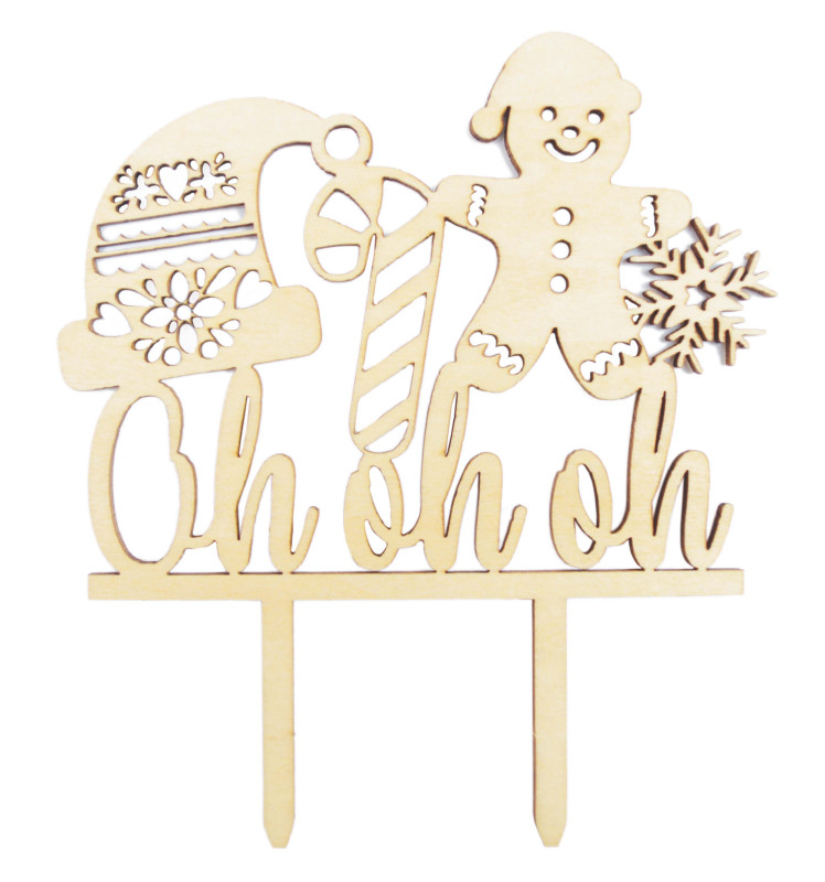 “Oh oh oh” wood cake topper