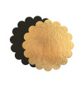 5 thin gold/black cake boards - round with fluted edge diam. 24cm