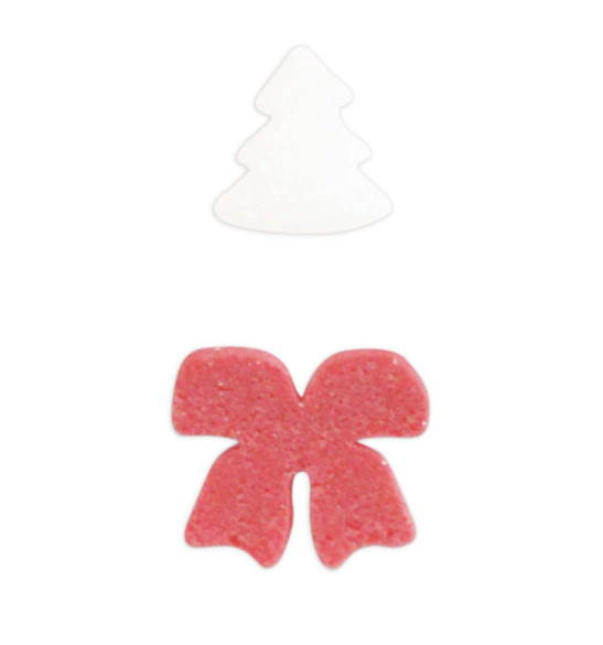 Pot of Christmas sugar sprinkles - White Christmas tree + red bow - 50g
