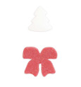 Pot of Christmas sugar sprinkles - White Christmas tree + red bow - 50g