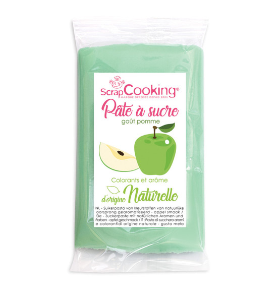Pâte à sucre vert goût pomme d'origine naturelle 250 gr Pâte à sucre vert goût pomme d'origine naturelle 250 gr