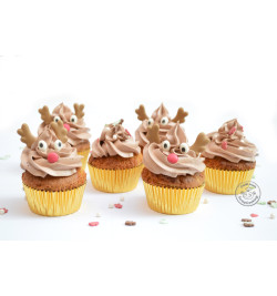 Cupcakes avec décosucres têtes de rennes