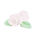 Décos azyme 4 roses blanches + 6 feuilles verte réf.2285