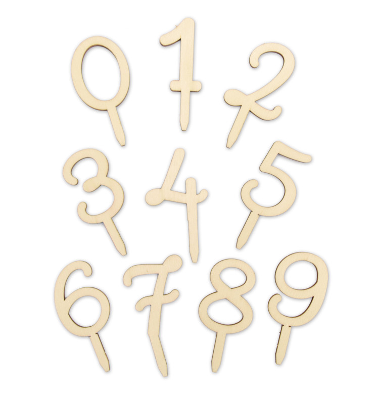 Wood cake topper Numbers 0 to 9