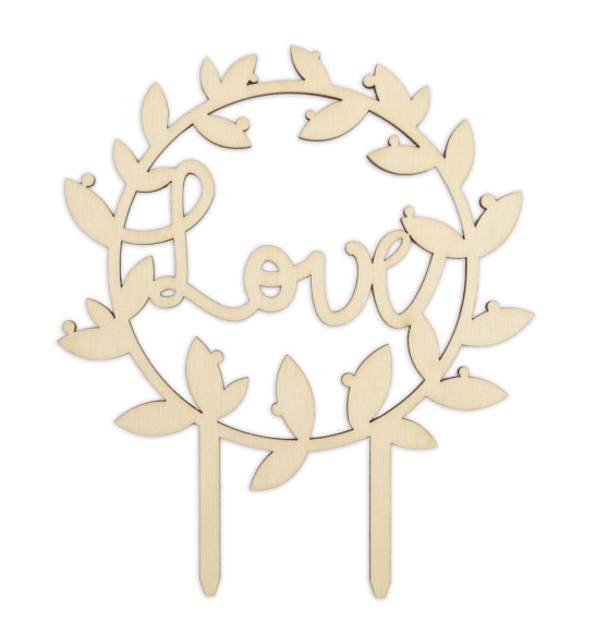 Love wood cake topper