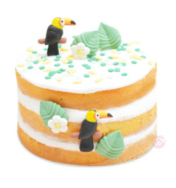 Réalisation gâteau avec décors sucrés tropical