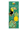 3 gold-finish stainless steel cookie cutters Toucan/ Pineapple / Leaf