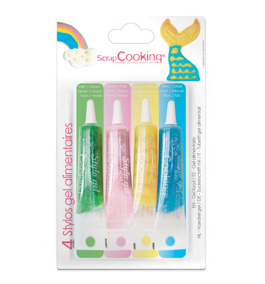 4 food pens blue, pink, yellow, green 4X20g