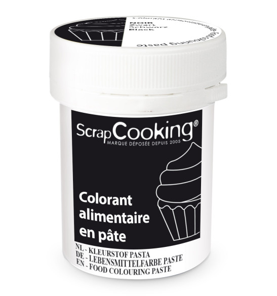 Gel colorant alimentaire noir 20 g + Stylo glaçage noir Scrapcooking 