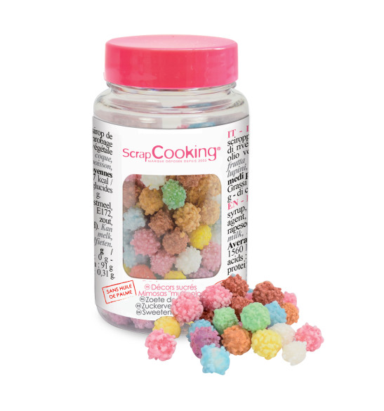 Pot of multi-coloured mimosa sugar decos 40 g Pot of multi-coloured mimosa sugar decos 40 g