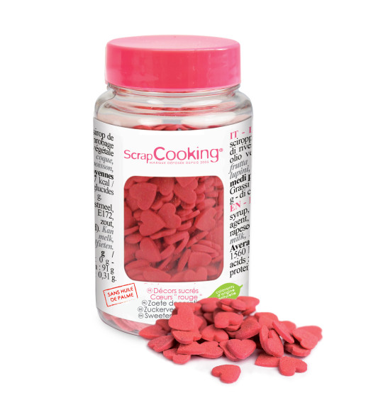 Pot de décors sucrés cœurs rouges Pot de décors sucrés cœurs rouges