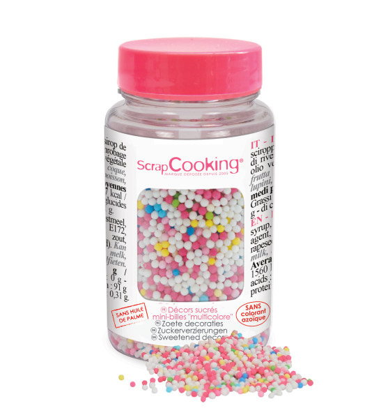 Pot of multi-coloured mini-sugar sprinkle decos 80 g