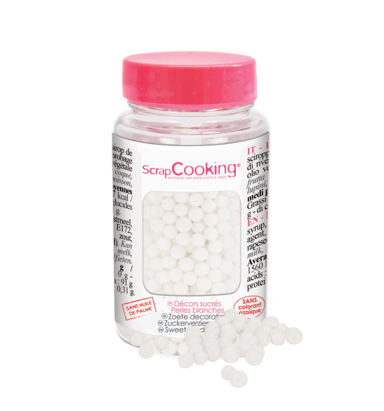 Pot of white sugar sprinkle decos 55 g