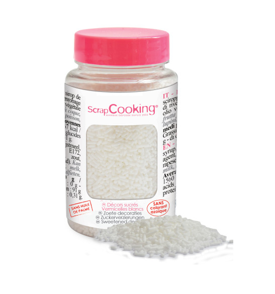 Pot of white sugar strands 80g