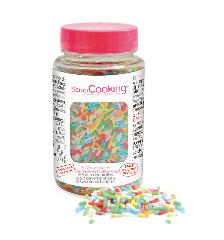 Pot De Decors Sucres Vermicelles Multicolores 80g Pot De Decors Sucres Vermicelles Multicolores 80g