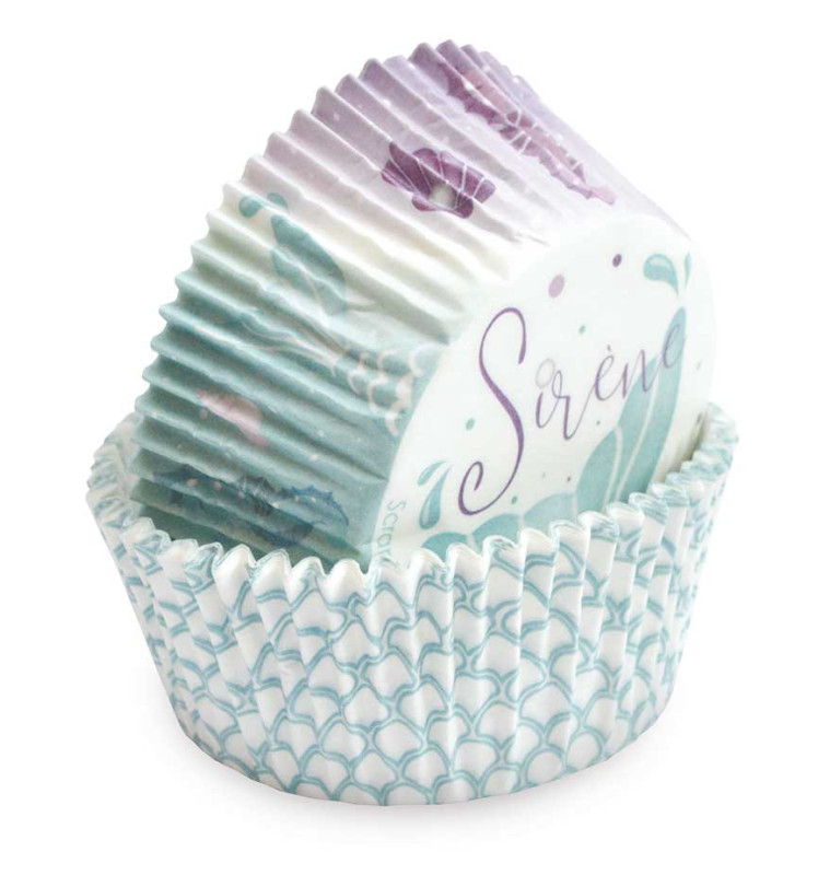 caissettes à cupcake papier - sirène - 75pcs - 4.8 x 3 cm - Dekora