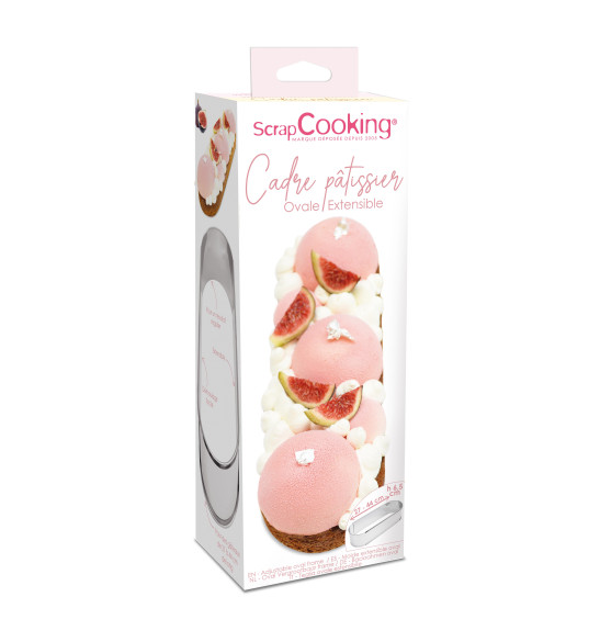 Oval, adjustable, stainless steel baking frame