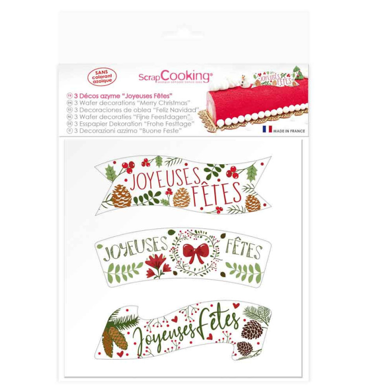 Gold-coloured Happy Holidays edible wafer cake toppers