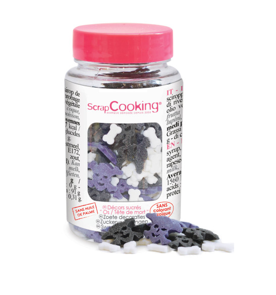 Pot of skull / bones sugar sprinkles 50g