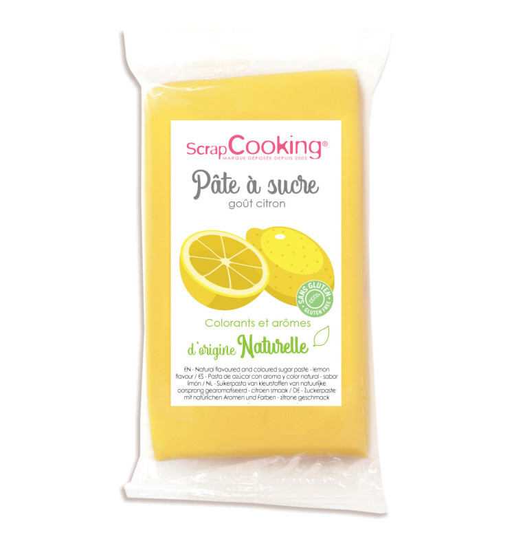 Pâte à sucre jaune goût citron 250gr