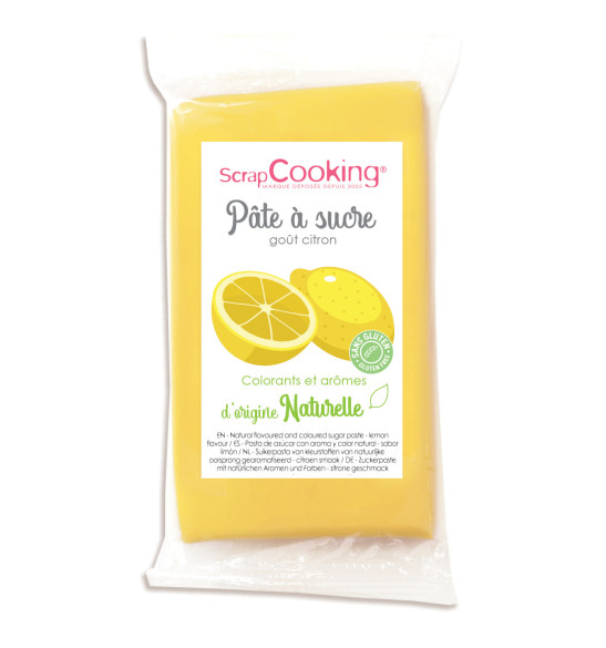 Pâte à sucre jaune goût citron 250gr Pâte à sucre jaune goût citron 250gr