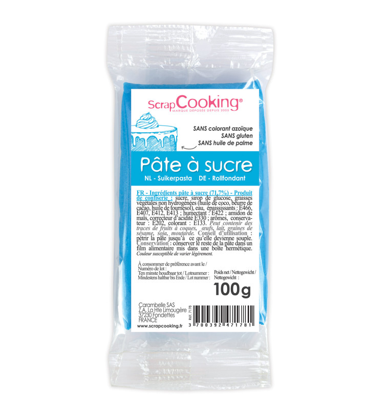 Pâte à sucre bleue 100g SCRAPCOOKING® - Culinarion