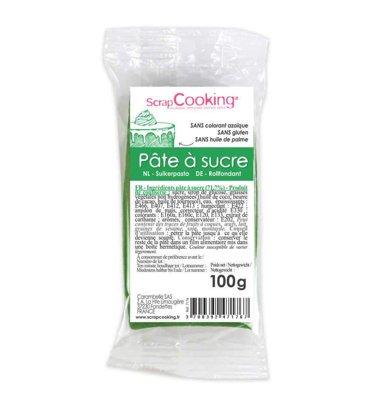 Pâte à sucre vert foncé 100g