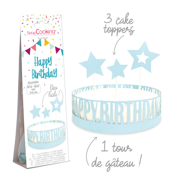 Cake scenery wrapper + cake toppers Happy Birthday