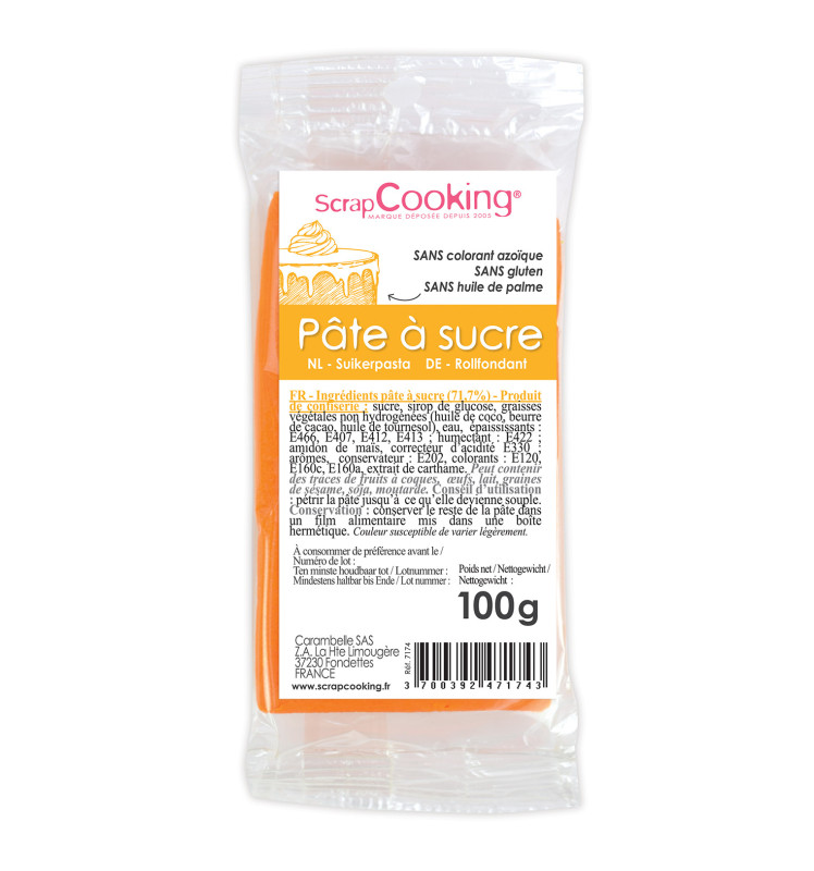 Orange sugarpaste pack 100g