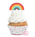 24 caissettes + 24 cake toppers rainbow réf.5051