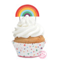 24 cupcake cases + 24 cake toppers rainbow