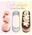 Oval, adjustable, stainless steel baking frame