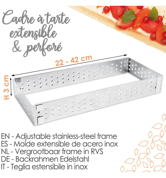 Cadre à tarte perforé extensible inox 1917