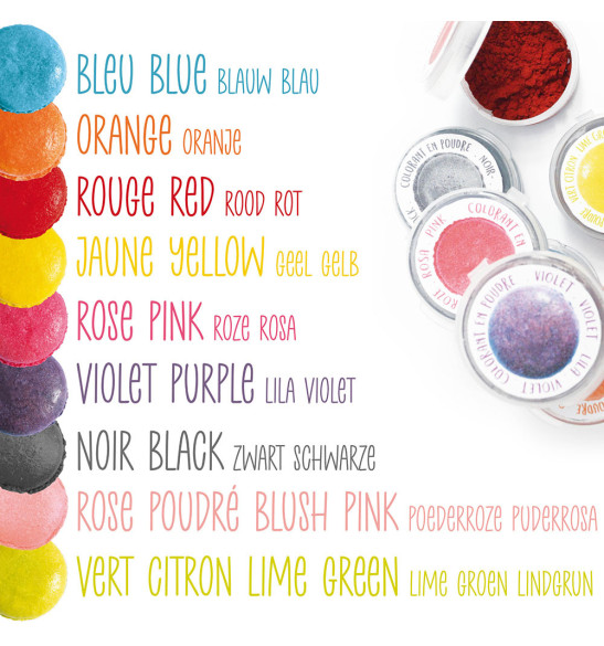 9 mini powdered food colourings