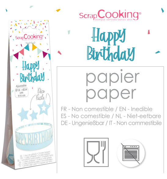 Cake scenery wrapper + cake toppers Happy Birthday