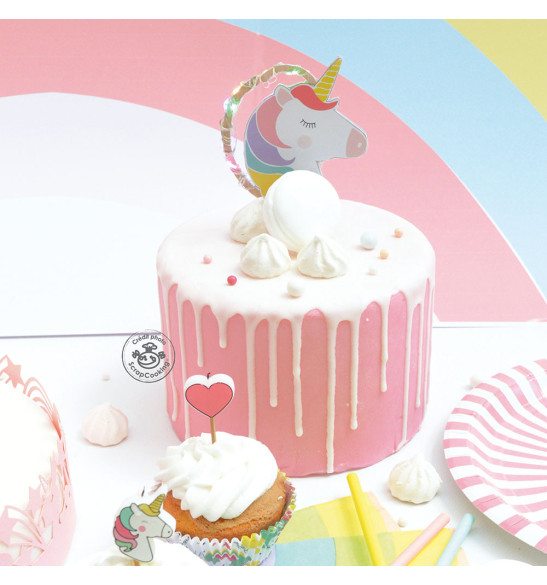 Ambiance Cake topper led Licorne avec gâteau - ScrapCooking