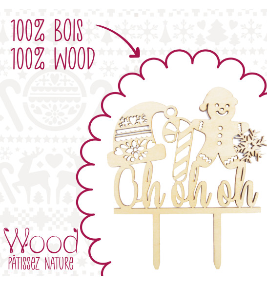 “Oh oh oh” wood cake topper