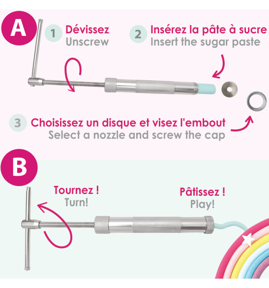 Extrudeur à pâte à sucre avec 20 motifs