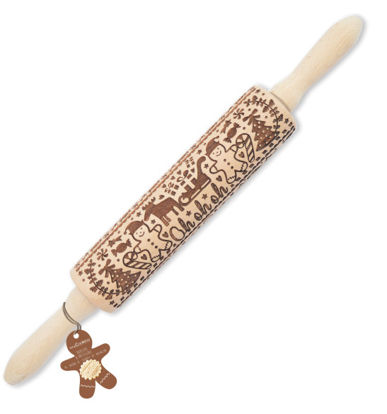 Wooden “Gingerbread Man” print roller - 39 cm