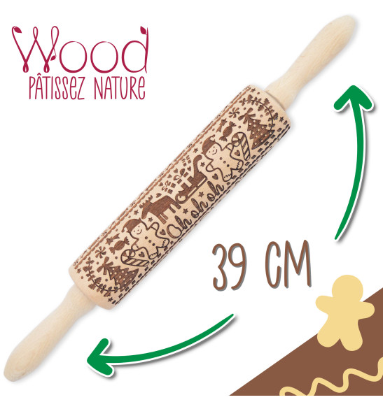 Wooden “Gingerbread Man” print roller - 39 cm