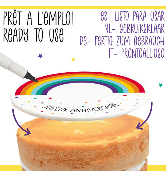 Rouleau pâte à sucre à personnaliser Rainbow