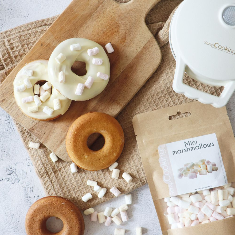 Macchina Per Mini Ciambelle ScrapCooking 3887 – 7 Donuts Da 5 Cm In 3 Minuti, Piastra Antiaderente, 700W, Ricetta Inclusa, Design Acqua, Ideale Per Feste E Spuntini