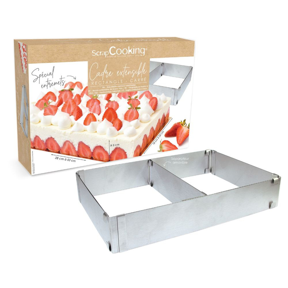 Cadre à Mousse Inox 20x20 Cm - H 4,5 Cm - Pour Entremets, Cheesecake, Tiramisu - Pâtisserie Précise - 9