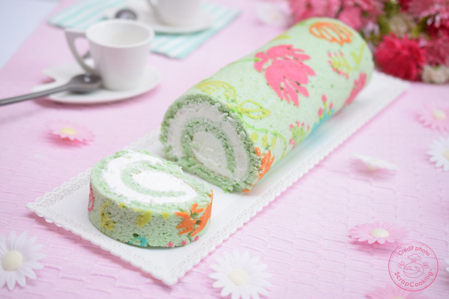 Roll cake fleurs