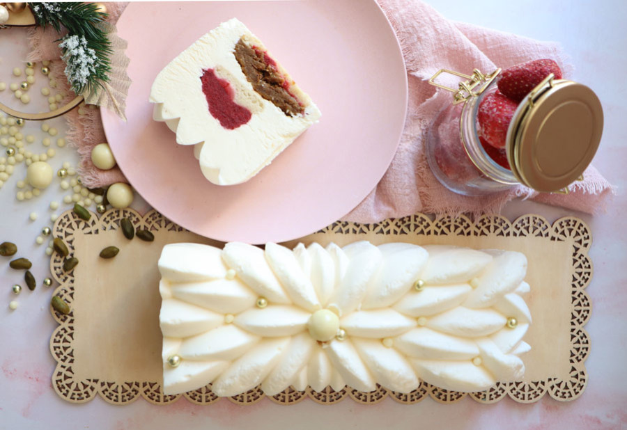Recette Bûche Vanille fraise pistache