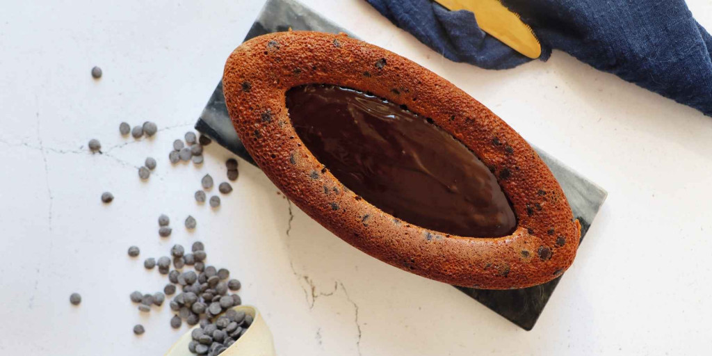 Recette cake aux pépites de chocolat et cœur ganache