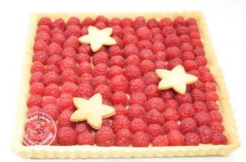 Tarte carrée aux framboises