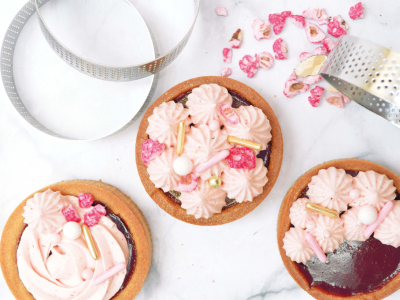 Recette tartelettes fruits rouges/pralines roses